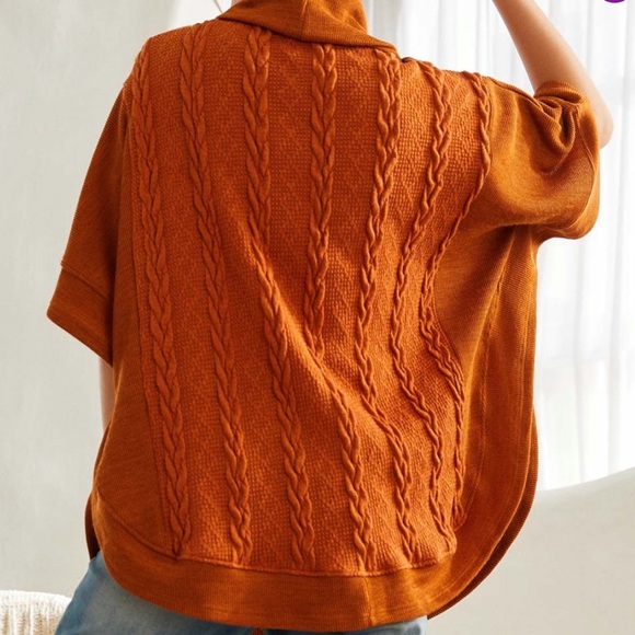 Circular Cowl Neck Cable Knit Poncho Sweater Sz XL (runs big) - Picture 11 of 12